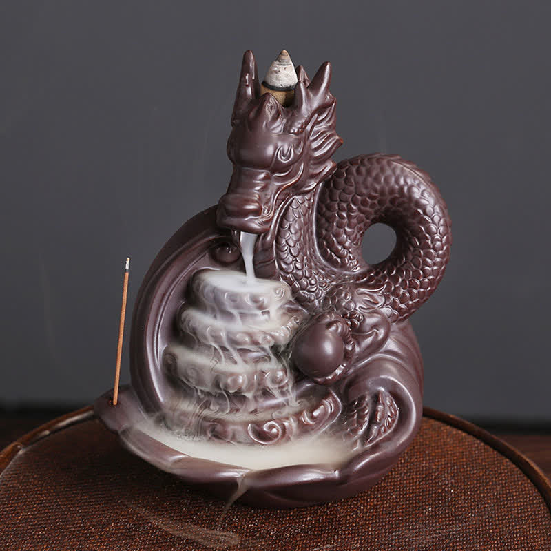 Buddha Stones Dragon Pattern Success Ceramic Incense Burner Decoration