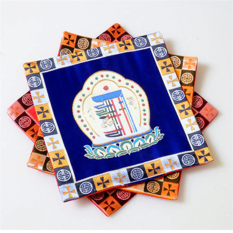 Buddha Stones Prayer Altar Mat Man-Bcu Kalachakra Healing Meditation Jacquard Mat