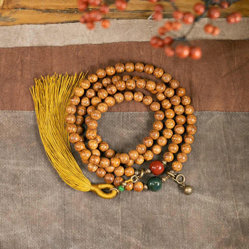 Buddha Stones 108 Mala Beads Bodhi Seed Wisdom Peace Tassel Bracelet