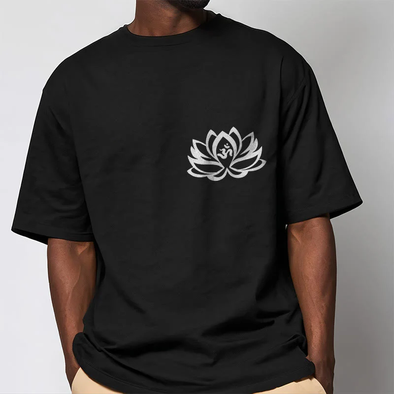 Buddha Stones Lotus Flower OM Symbol Design Tee T-shirt