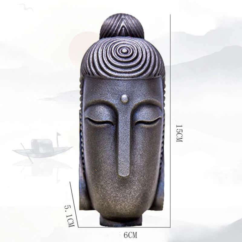 Buddha Stones Closed Eyes Meditating Buddha Iron Powder Rust Cast Resin Statue Home Decoration