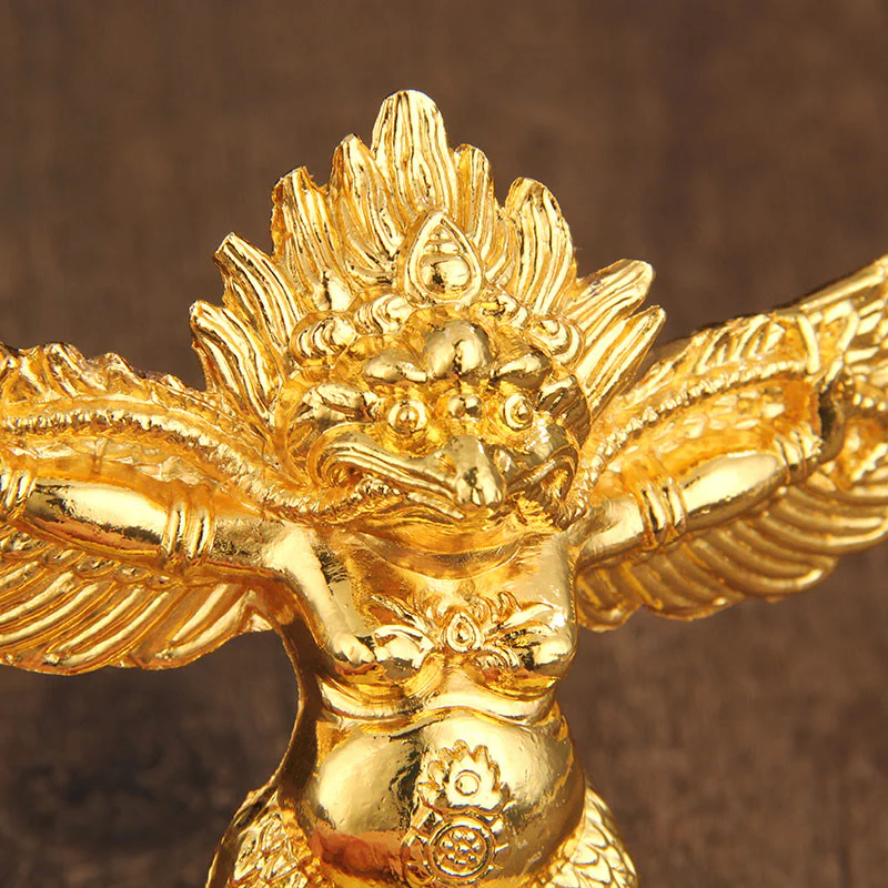 Buddha Stones Tibetan Gold Garuda Bird Alloy Protection Home Decoration