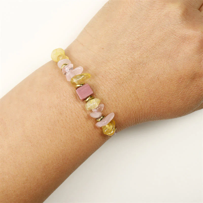 Buddha Stones Thank You Rose Quartz Citrine Rhodonite Passionate Bracelet