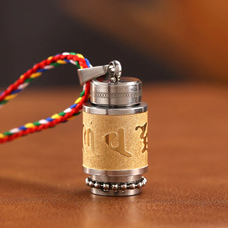 Buddha Stones Tibet Om Mani Padme Hum Shurangama Mantra Titanium Steel Wisdom Amulet Necklace Pendant