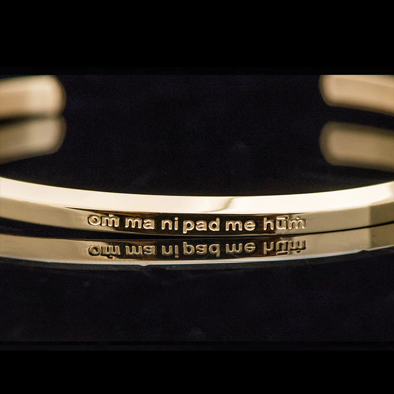 Buddha Stones Six True Words Engraving Titanium Steel Blessing Protection Bracelet