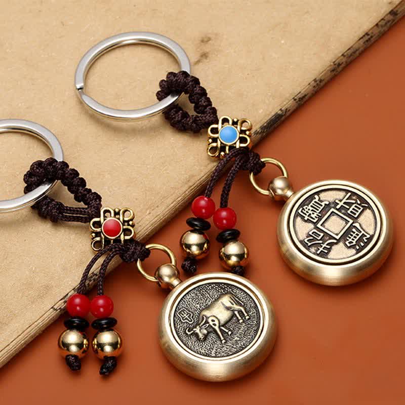 Buddha Stones 12 Chinese Zodiac Blessing Wealth Fortune Keychain