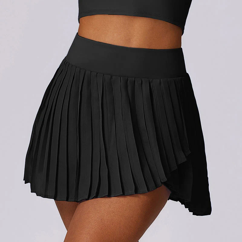 Buddha Stones Polo Collar Crop Tank Top Tennis Skirts Pleated Shorts With Pocket Sports Yoga Outfits