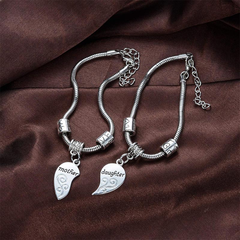 Buddha Stones 2pcs Matching Heart Mother Daughter Bracelets