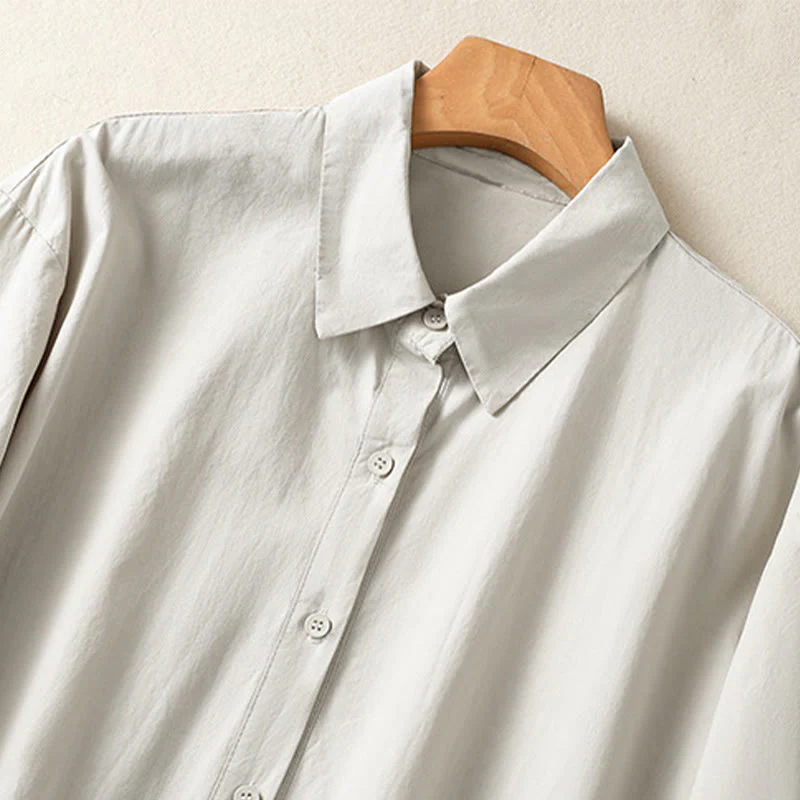 Buddha Stones Casual Plaid Pleats Buttons Design Long Sleeve Cotton Midi Dress With Pockets