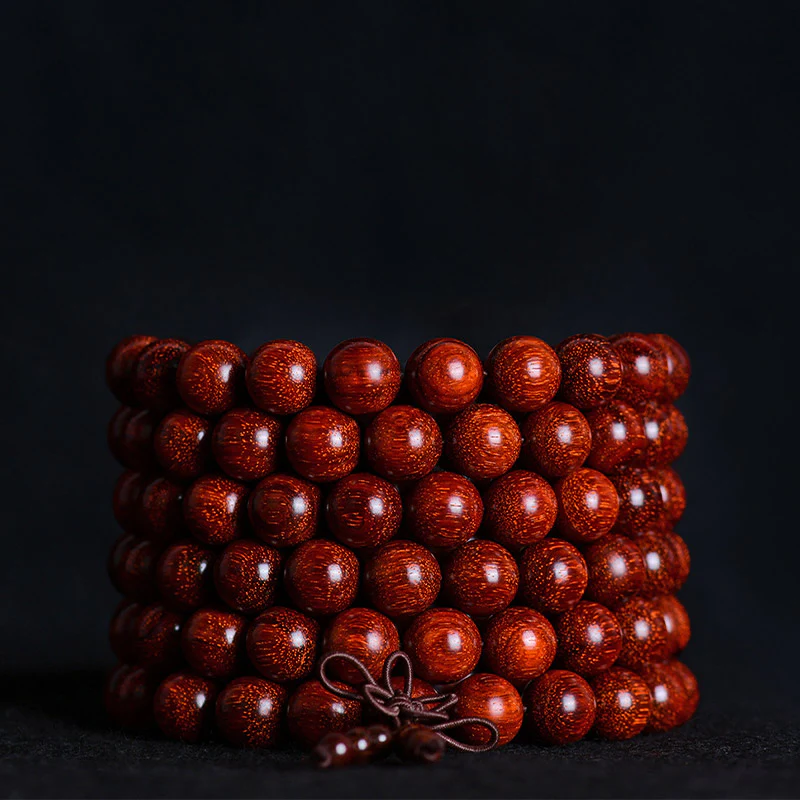 Buddha Stones Tibetan Small Leaf Red Sandalwood Balance Bracelet