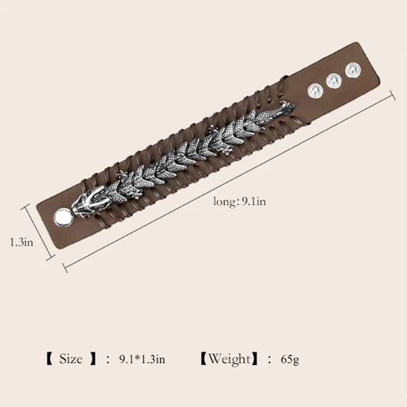 Buddha Stones Dragon Leather Protection Weave Bracelet