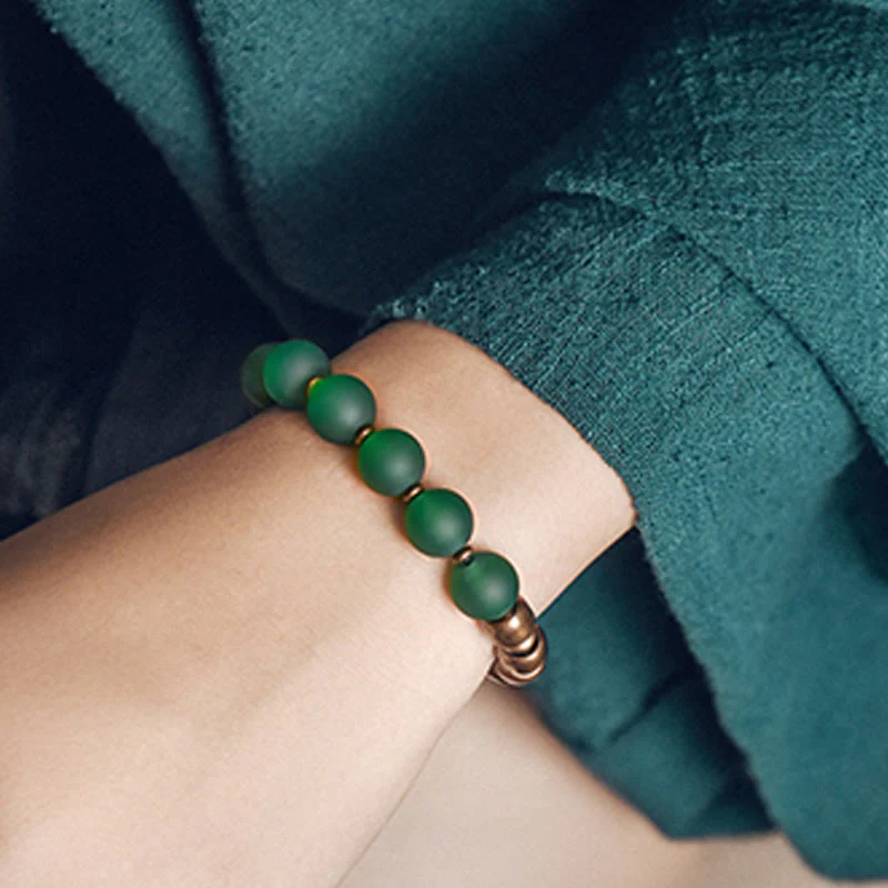 Buddha Stones Tibetan Red Agate Green Agate Copper Confidence Fortune Bracelet