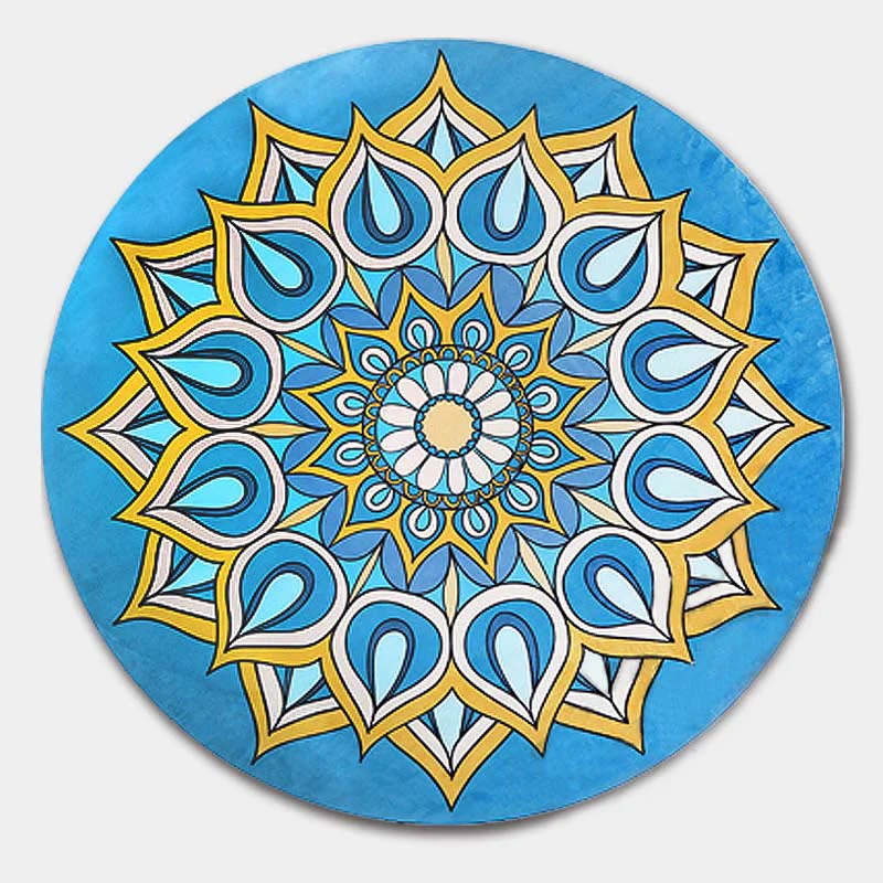 Buddha Stones Tibetan Lotus Mandala Enlightenment Foldable Natural Rubber Yoga Mat Decoration