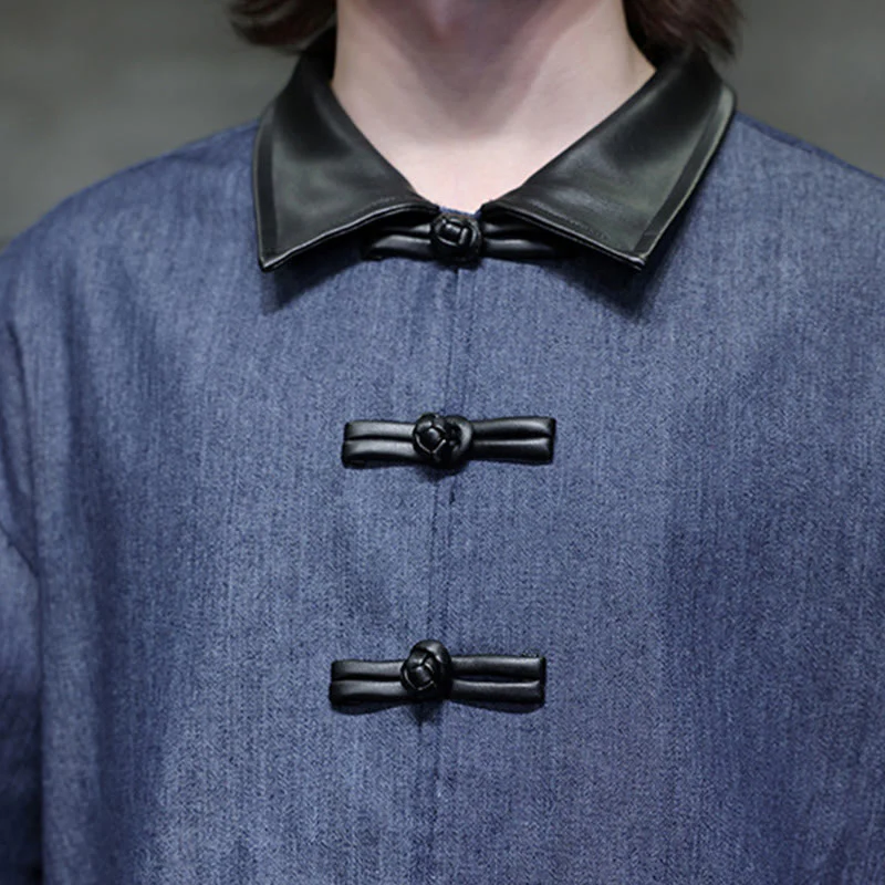 Buddha Stones Men's Frog-Button Cotton Long Sleeve Shirt With Pockets