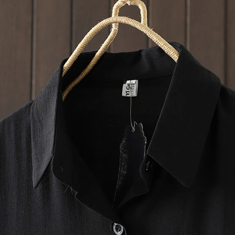 Buddha Stones Plain Buttons Women's Cotton Coat With Pockets