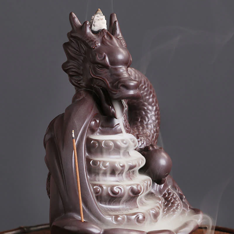 Buddha Stones Dragon Pattern Success Ceramic Incense Burner Decoration
