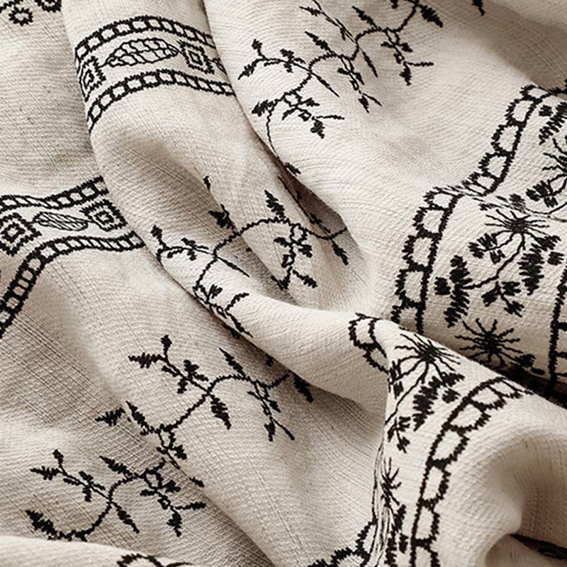 Buddha Stones Casual Vertical Printing Cotton Linen Women's Wide Leg Pants With Pockets