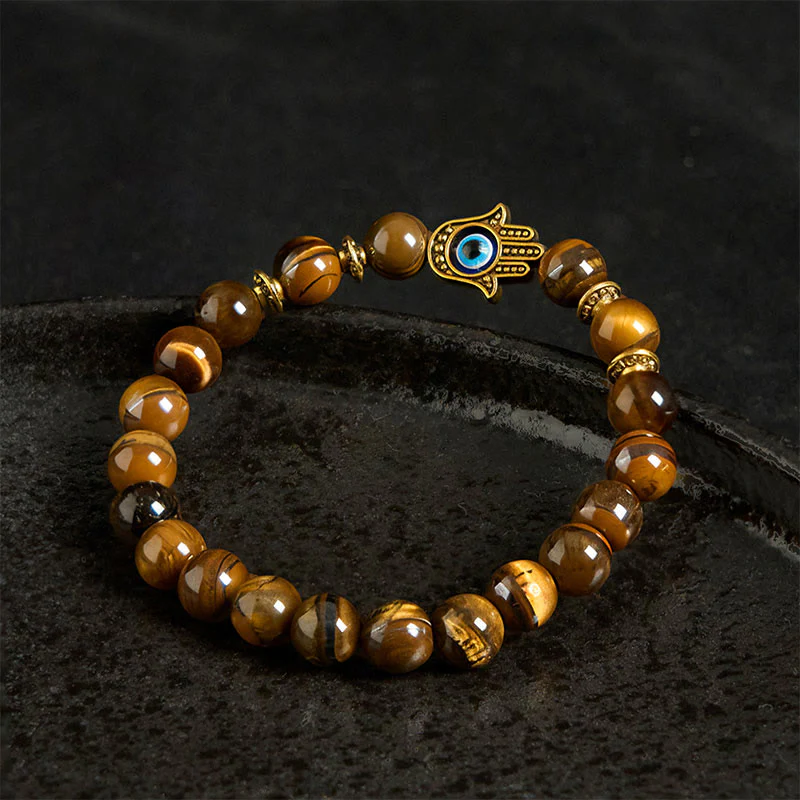 Buddha Stones Tiger Eye Beads Evil Eye Courage Bracelet