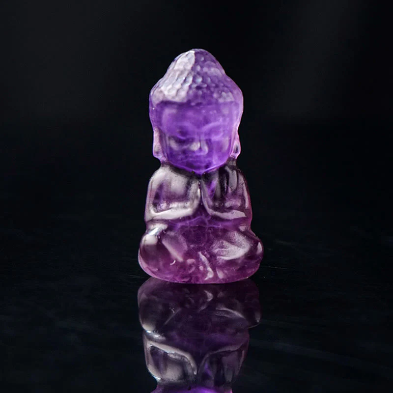 Buddha Stones Various Crystal Amethyst Pink Crystal White Crystal Citrine Buddha Carved Spiritual Healing Necklace Pendant Decoration