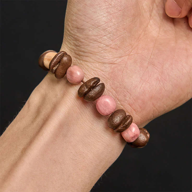 Buddha Stones Handmade Natural Coffee Beans Irregular Stone Bracelet