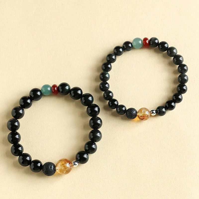 Buddha Stones Natural Black Obsidian Beads Strength Fulfillment Bracelet