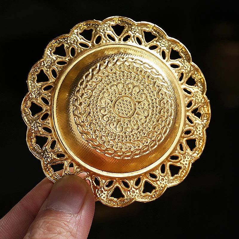Buddha Stones Gold Gourd Star Feather Spiritual Meditation Mini Alloy Metal Incense Burner