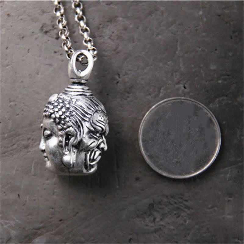 Buddha Stones 999 Sterling Silver Buddha Demon Serenity Necklace Pendant
