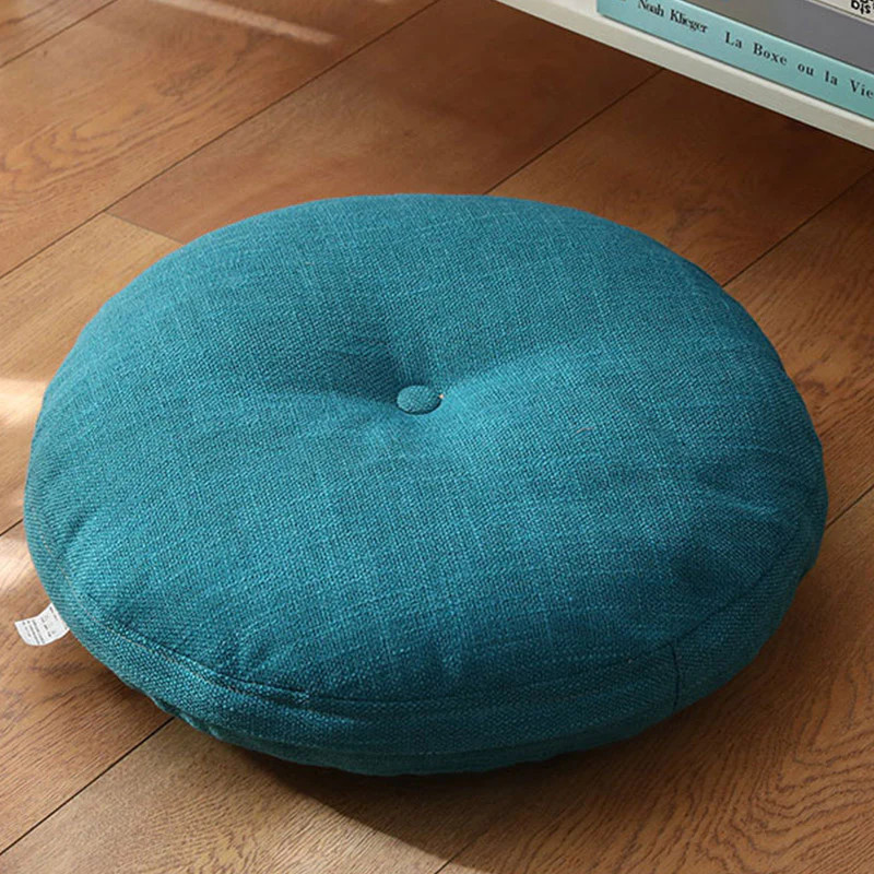 Buddha Stones Lotus Simple Pattern Linen Meditation Seat Cushion Home Living Room Decoration