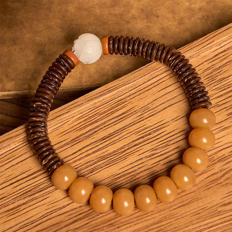 Buddha Stones Tibetan Bodhi Seed Dzi Bead Coconut Shell Wisdom Bracelet