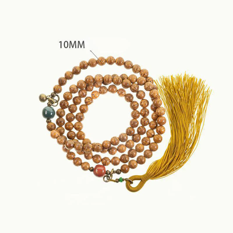 Buddha Stones 108 Mala Beads Bodhi Seed Wisdom Peace Tassel Bracelet