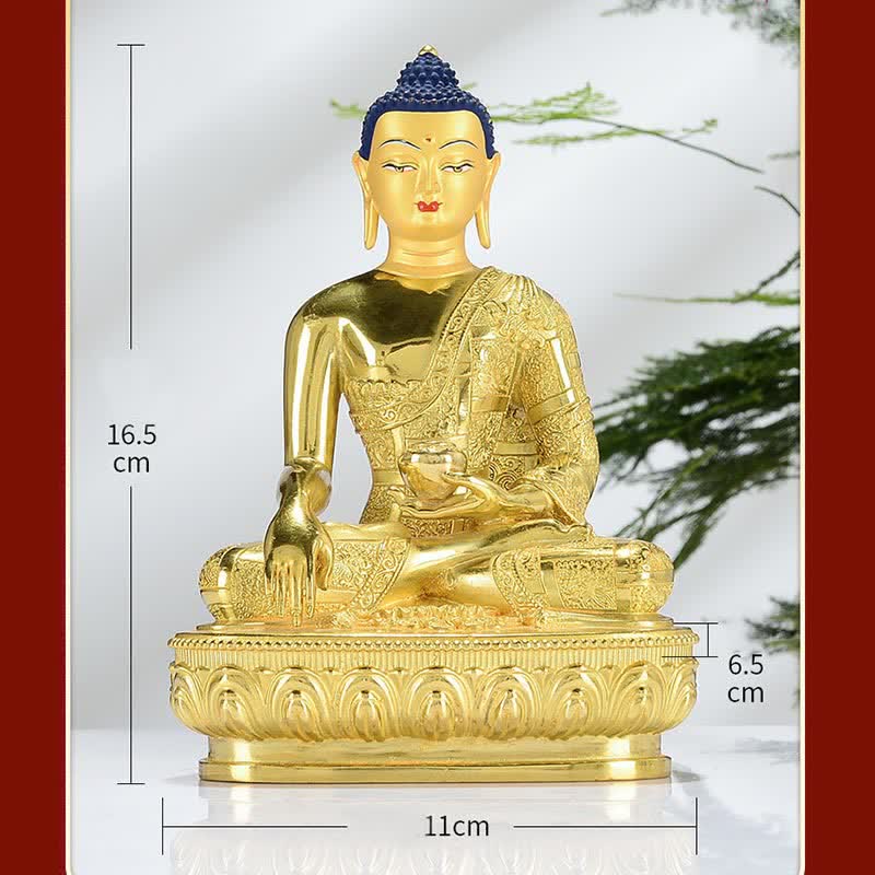 Buddha Stones Buddha Shakyamuni Figurine Enlightenment Copper Statue Home Offering Decoration
