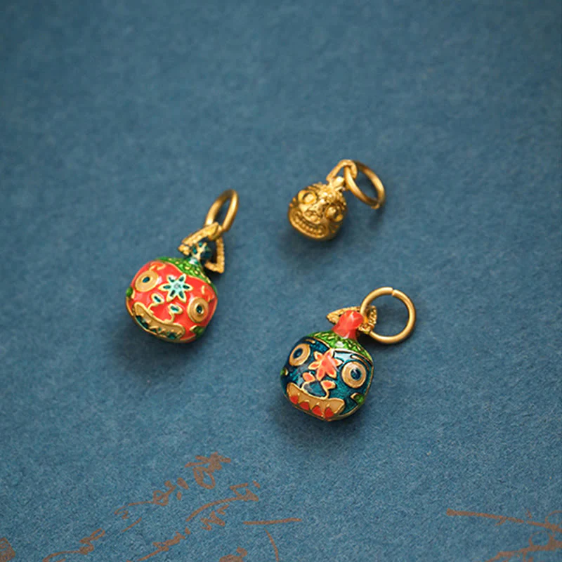 Buddha Stones Gold Swallowing Beast Family Luck Key Chain