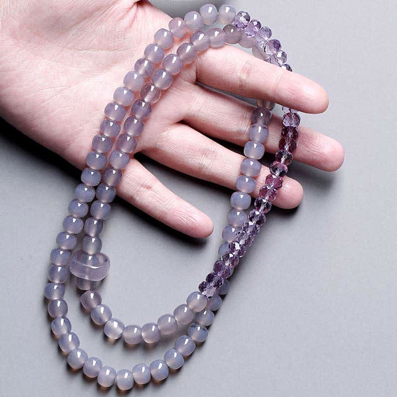 Buddha Stones Natural Amethyst Crystal Meditation Healing Bracelet