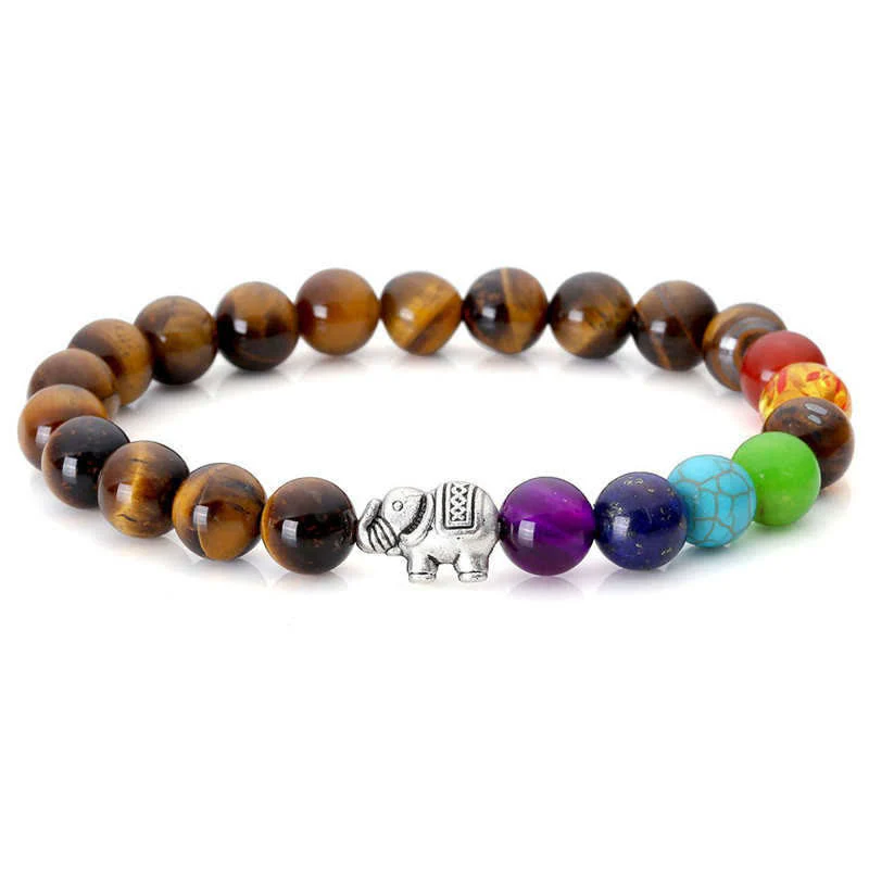 Buddha Stones Lava Rock Tiger Eye Stone Elephant Diffuser Peace Healing Bracelet