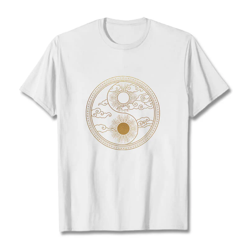 Buddha Stones Yin Yang Sun Auspicious Clouds Tee T-shirt