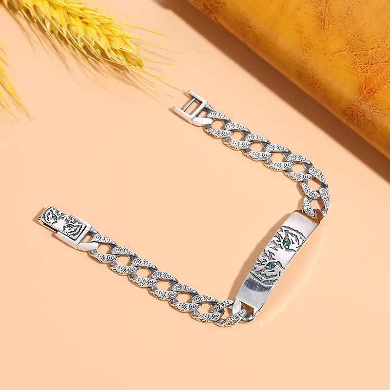 Buddha Stones Tiger Copper Luck Cuff Chain Bracelet