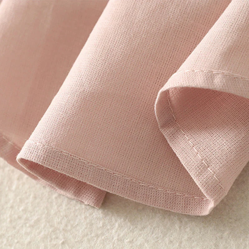 Buddha Stones Casual Daily Printing Lily Pattern Half Puff Sleeve Women's Cotton Linen Shirt