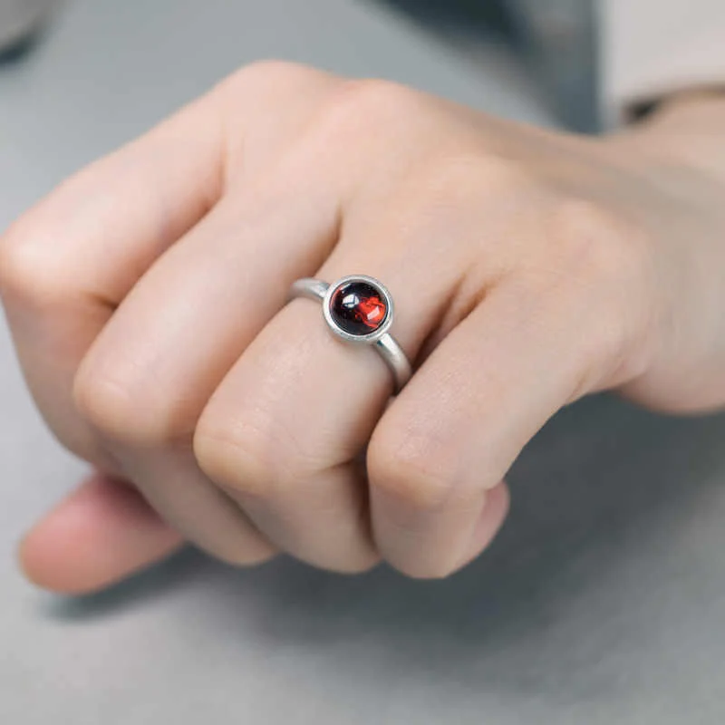 Buddha Stones Natural 925 Sterling Silver Garnet Adjustable Protection Ring