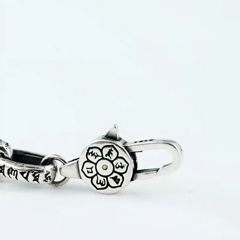 Buddha Stones Om Mani Padme Hum Double Dorje Copper Engraved Wisdom Bracelet