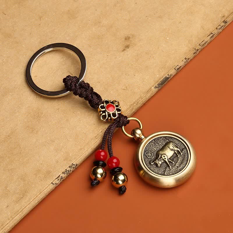 Buddha Stones 12 Chinese Zodiac Blessing Wealth Fortune Keychain