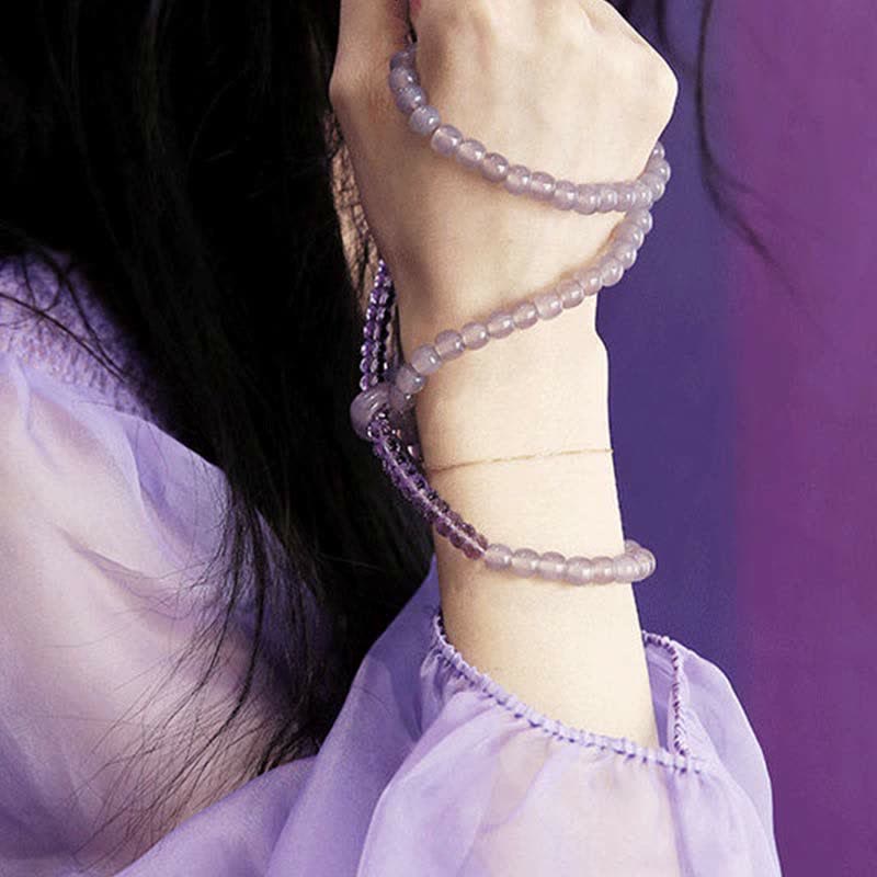 Buddha Stones Natural Amethyst Crystal Meditation Healing Bracelet