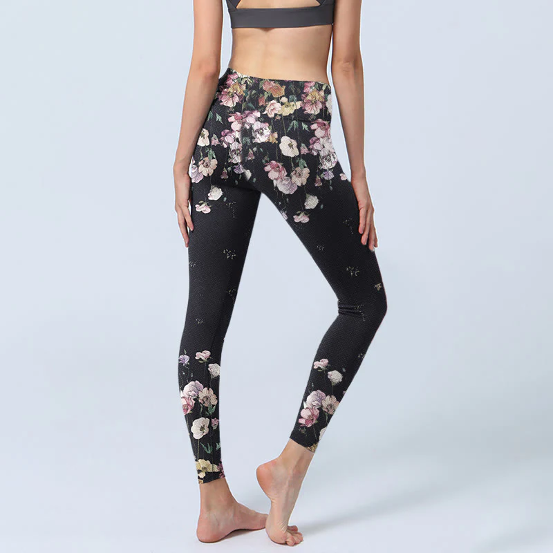 Buddha Stones Pansy Flower Pattern Print Gym Leggings Women's Yoga Pants