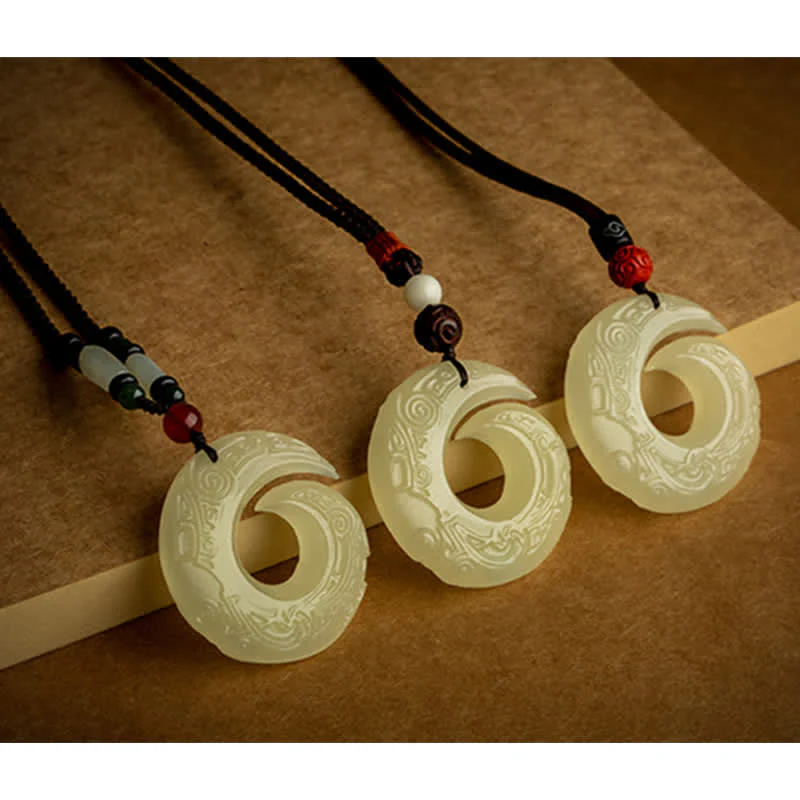 Buddha Stones Peace Buckle Jade Small Leaf Red Sandalwood Cinnabar Agate Luck Necklace Pendant