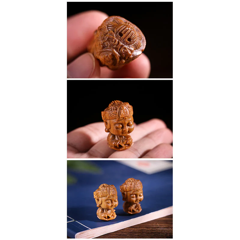 Buddha Stones Chinese Zodiac Natal Buddha Green Sandalwood Lotus Engraved Positive Home Decoration