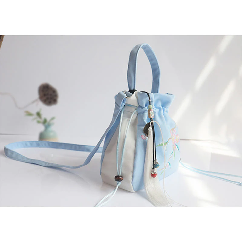 Buddha Stones Handmade Embroidered Flowers Canvas Tote Shoulder Bag Handbag