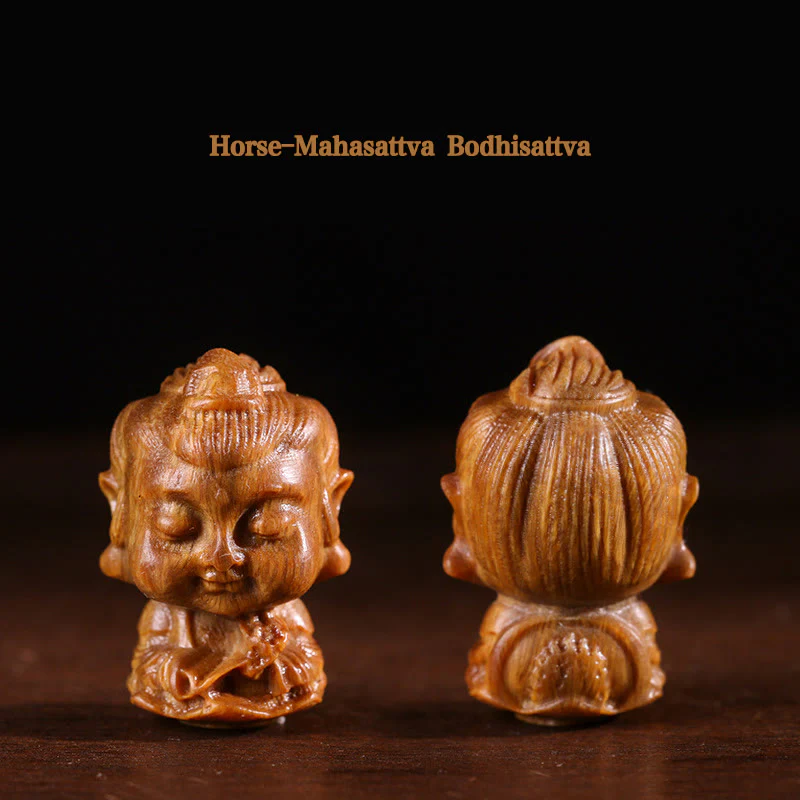 Buddha Stones Chinese Zodiac Natal Buddha Green Sandalwood Lotus Engraved Positive Home Decoration