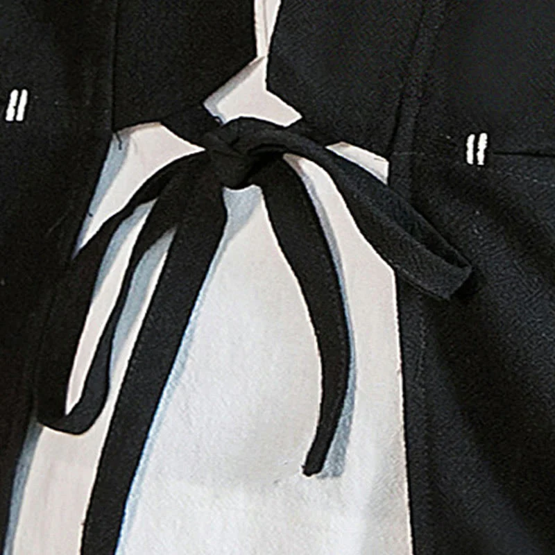 Buddha Stones Lace-Up Design Open Front Jacket Cotton Linen Men's Kimono With Pockets