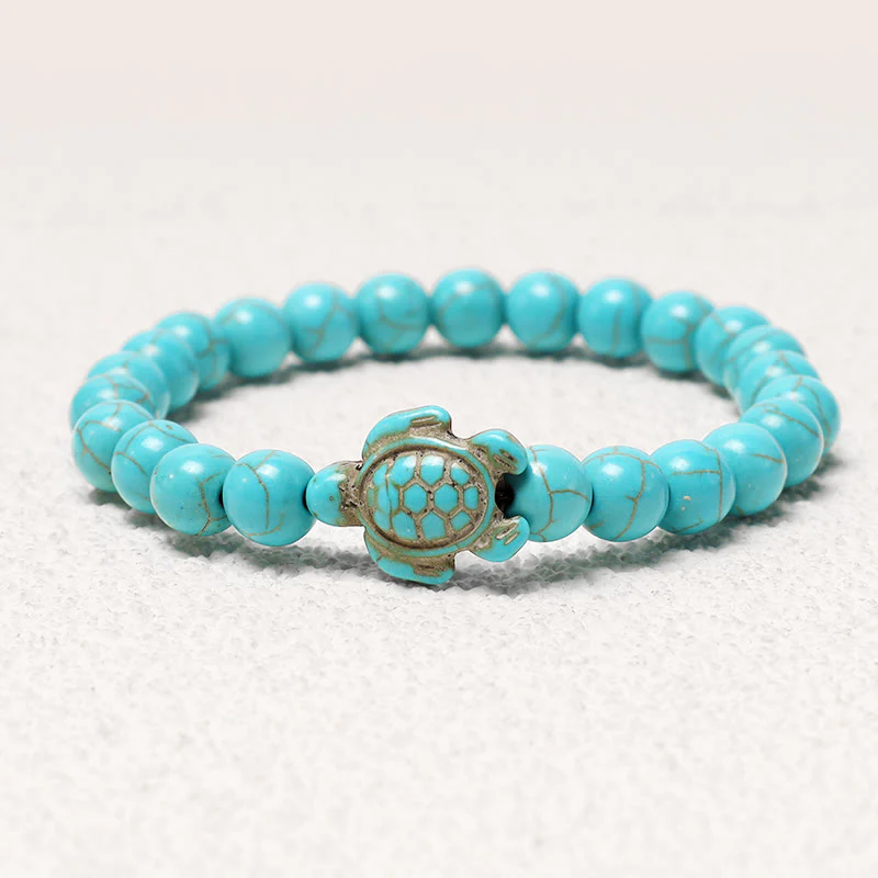 Buddha Stones Natural Stone Sea Turtle Turquoise Blessing Bracelet