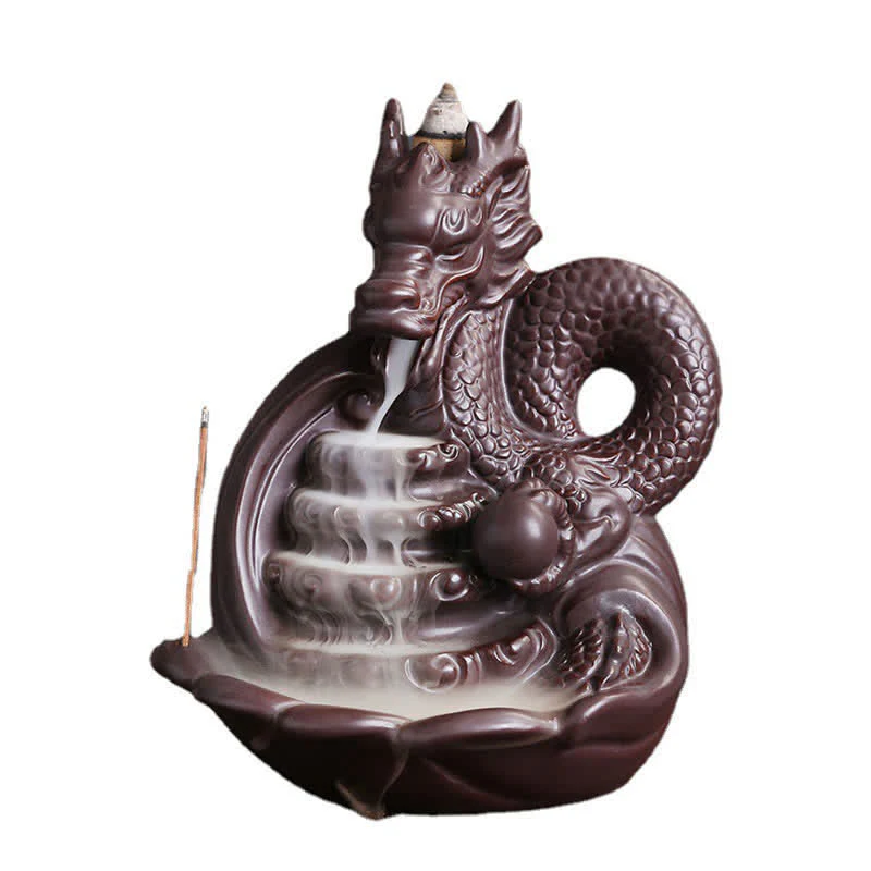 Buddha Stones Dragon Pattern Success Ceramic Incense Burner Decoration