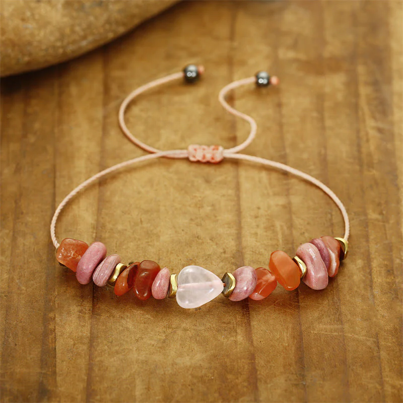 Buddha Stones Thinking Of You Rose Quartz Rhodonite Carnelian Relationships Bracelet